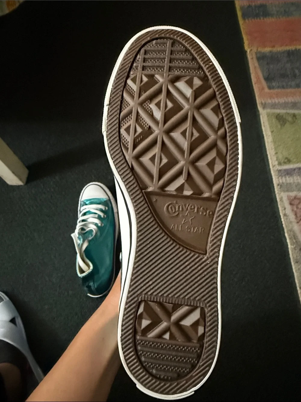 Converse Women's Metallic Teal High-Top Sneakers - White Accents - Picture 4 of 8